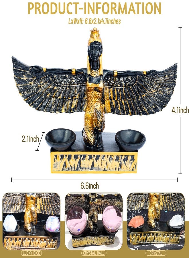 VSPDVO Open Wings Kneeling Egyptian Isis Figurine Ancient Egyptian Mythology Goddess Sculpture Crystal Ball Holder Home Décor Collectible Figurine Egypt Souvenirs - Image 2